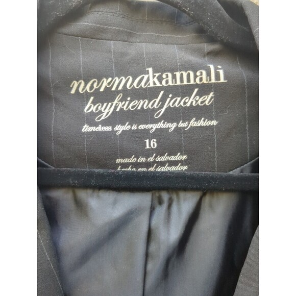 Norma Kamali Boyfriend Blazer Jacket Black Pin Stripe  Single Button NWT - Picture 4 of 10